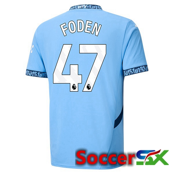 Manchester City (Phil Foden 47) Home Soccer Jersey Blue 2024/2025