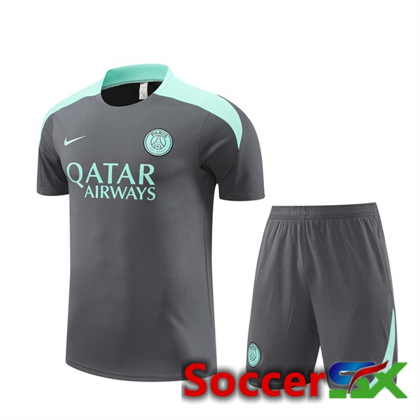 Paris PSG kit Training T Shirt + Shorts Grey 2024/2025