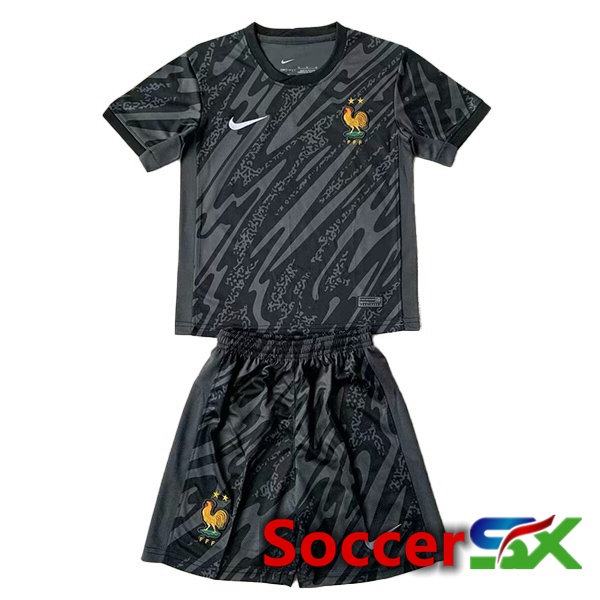 France Kids Goalkeeper Soccer Jersey Black UEFA Euro 2024