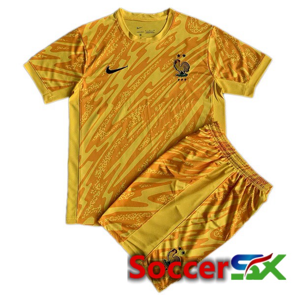 France Kids Goalkeeper Soccer Jersey Yellow UEFA Euro 2024