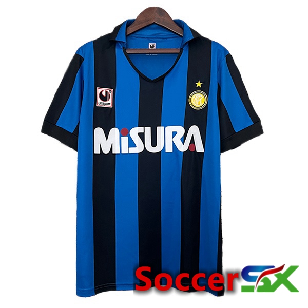 Inter Milan Retro Home Soccer Jersey Blue Black 1990-1991