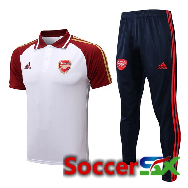 Arsenal Soccer Polo + Pants White Red 2022/2023