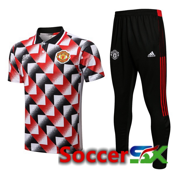 Manchester United Soccer Polo + Pants Black Red White 2022/2023
