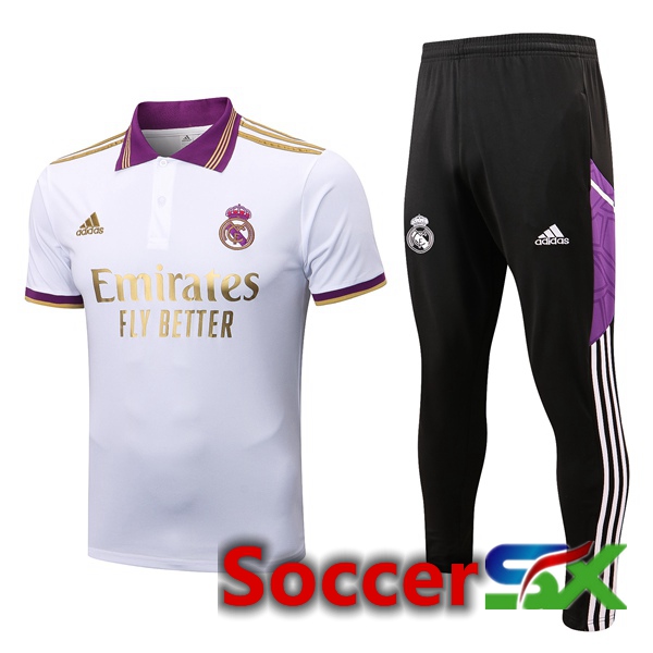 Real Madrid Soccer Polo + Pants White 2022/2023
