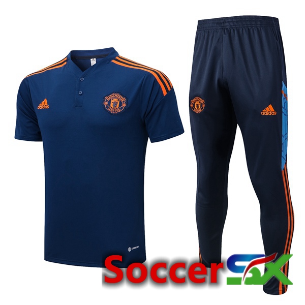 Manchester United Soccer Polo + Pants Royal Blue 2022/2023