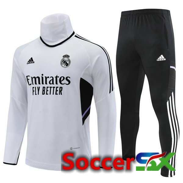 Real Madrid High collar Training Tracksuit White 2022/2023