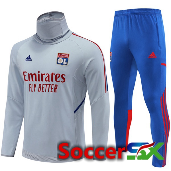 Lyon OL High collar Training Tracksuit Grey 2022/2023