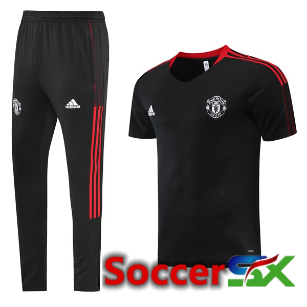 Manchester United Training T Shirt + Pants Black 2022/2023