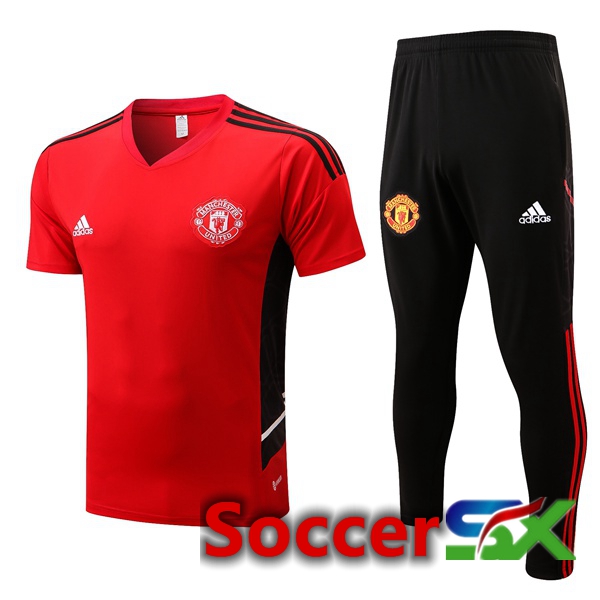 Manchester United Training T Shirt + Pants Red 2022/2023