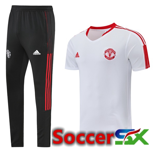 Manchester United Training T Shirt + Pants White 2022/2023