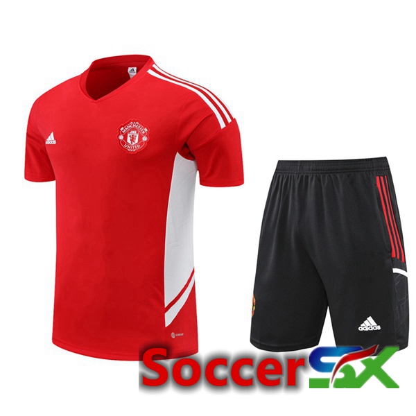 Manchester United Training T Shirt + Shorts Red 2022/2023