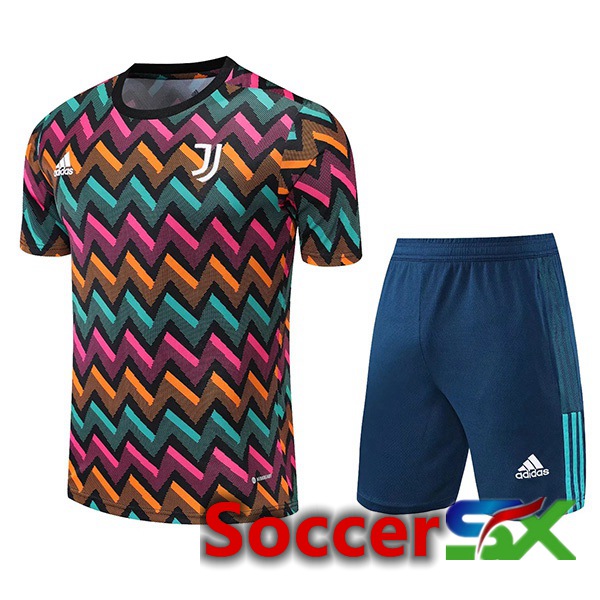 Juventus Training T Shirt + Shorts Green Purple 2022/2023