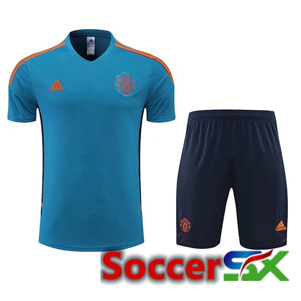 Manchester United Training T Shirt + Shorts Green 2022/2023