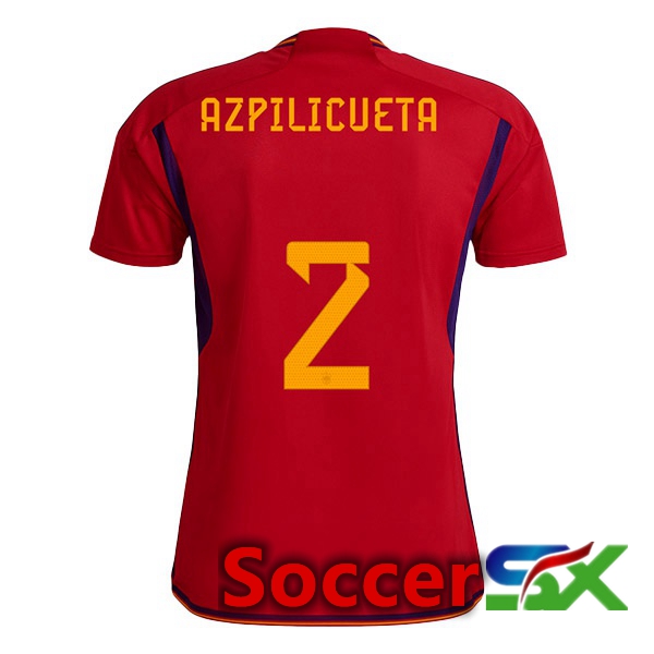 Spain (AZPILICUETA 2) Home Jersey Red World Cup 2022