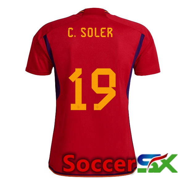 Spain (C. SOLER 19) Home Jersey Red World Cup 2022