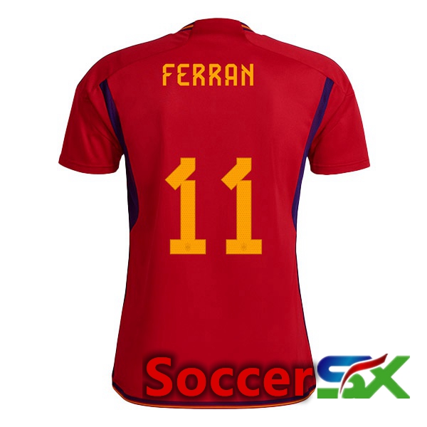 Spain (FERRAN 11) Home Jersey Red World Cup 2022