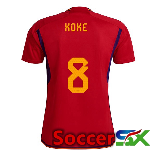 Spain (KOKE 8) Home Jersey Red World Cup 2022