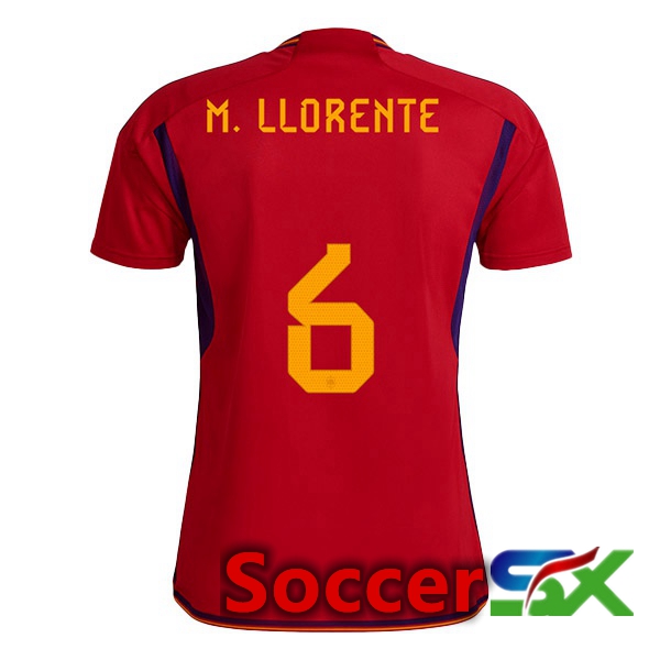 Spain (M.LLORENTE 6) Home Jersey Red World Cup 2022