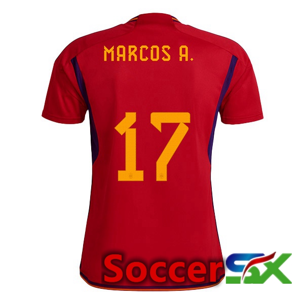 Spain (MARCOS A. 17) Home Jersey Red World Cup 2022