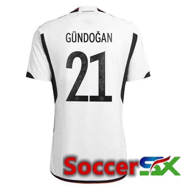 Germany (G脺NDOGAN 21) Home Jersey Black White World Cup 2022