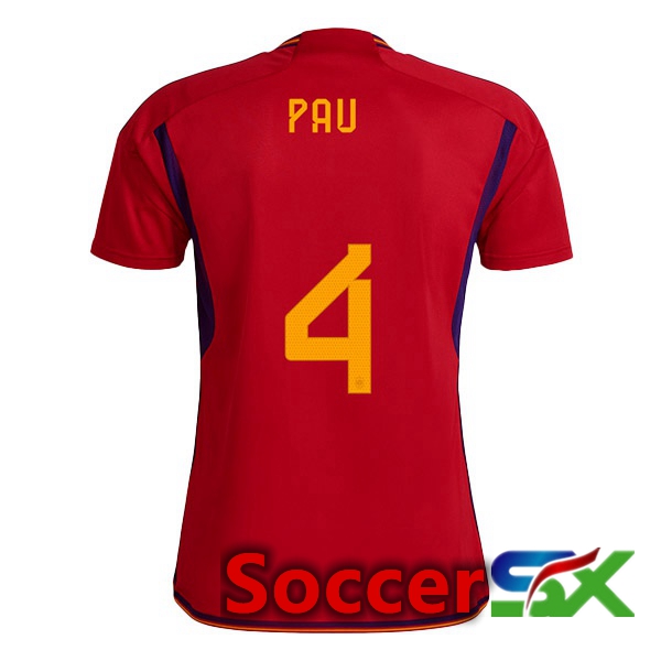 Spain (PAU 4) Home Jersey Red World Cup 2022