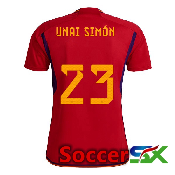 Spain (UNAI SIM脫N 23) Home Jersey Red World Cup 2022