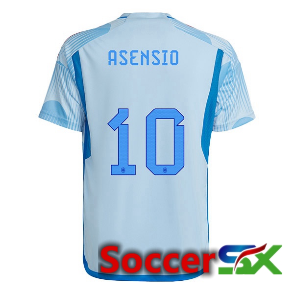 Spain (ASENSIO 10) Away Jersey Blue White World Cup 2022