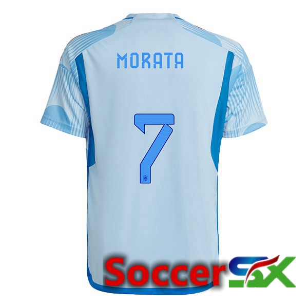 Spain (MORATA 7) Away Jersey Blue White World Cup 2022