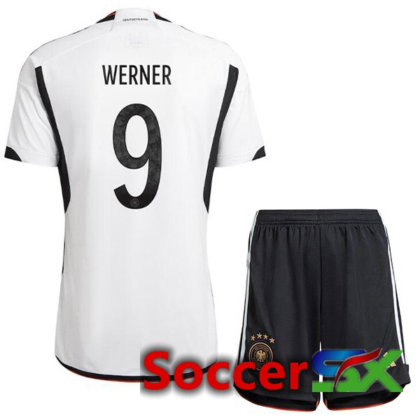 Germany (VOLLAND 9) Kids Home Jersey Black White World Cup 2022
