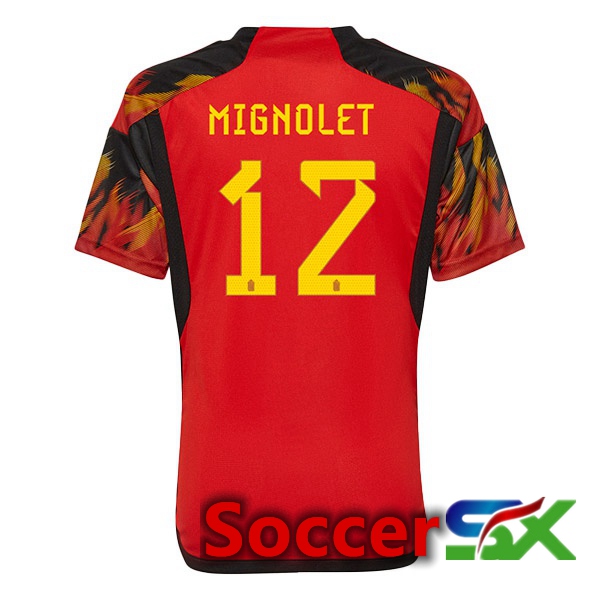 Belgium (MIGNOLET 12) Home Jersey Red World Cup 2022