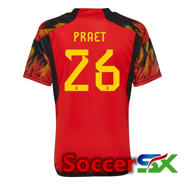 Belgium (PRAET 26) Home Jersey Red World Cup 2022