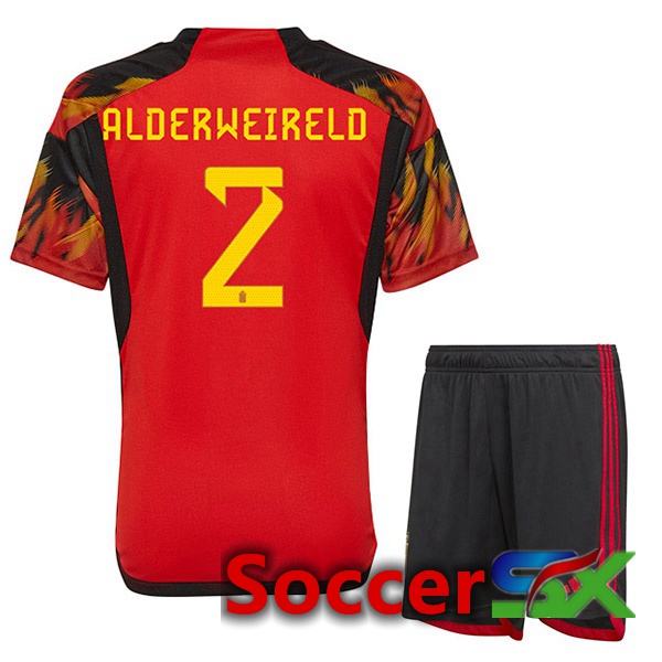 Belgium (ALDERWEIRELD 2) Kids Home Jersey Red World Cup 2022