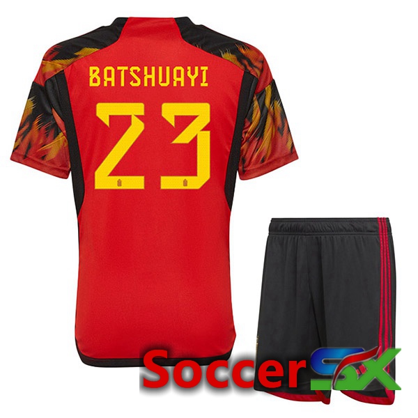 Belgium (BATSHUAYI 23) Kids Home Jersey Red World Cup 2022