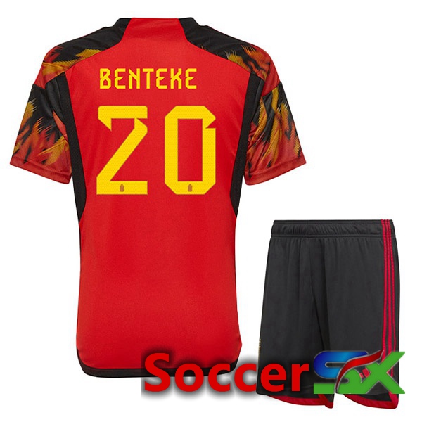 Belgium (BENTEKE 20) Kids Home Jersey Red World Cup 2022