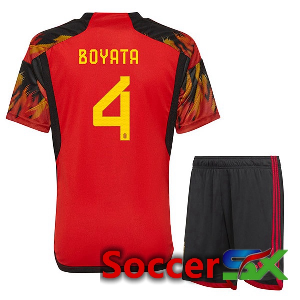 Belgium (BOYATA 4) Kids Home Jersey Red World Cup 2022