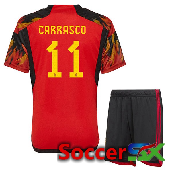 Belgium (CARRASCO 11) Kids Home Jersey Red World Cup 2022