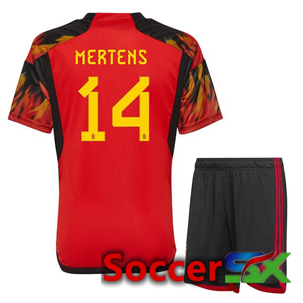Belgium (MERTENS 14) Kids Home Jersey Red World Cup 2022