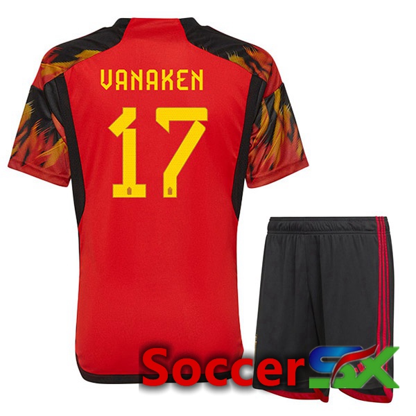 Belgium (VANAKEN 17) Kids Home Jersey Red World Cup 2022