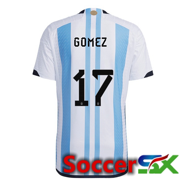 Argentina (GOMEZ 17) Home Jersey Blue White World Cup 2022
