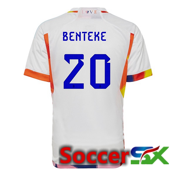 Belgium (BENTEKE 20) Away Jersey White World Cup 2022