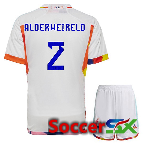 Belgium (ALDERWEIRELD 2) Kids Away Jersey White World Cup 2022