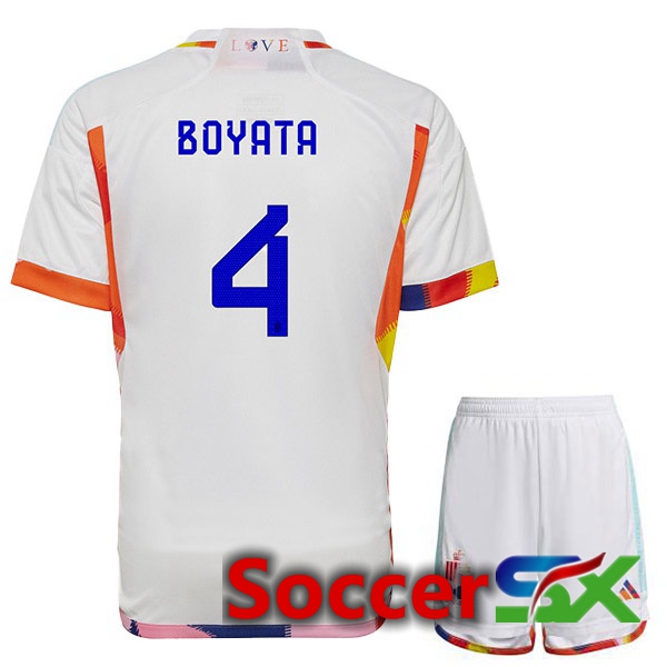 Belgium (BOYATA 4) Kids Away Jersey White World Cup 2022