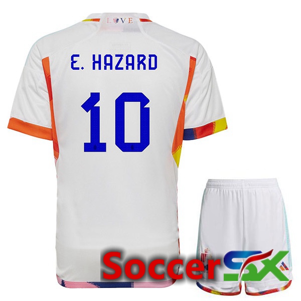 Belgium (E.HAZARD 10) Kids Away Jersey White World Cup 2022