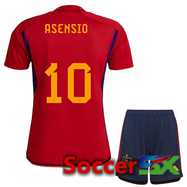 Spain (ASENSIO 10) Kids Home Jersey Red 2023/2023