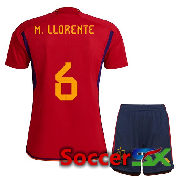 Spain (M.LLORENTE 6) Kids Home Jersey Red 2023/2023