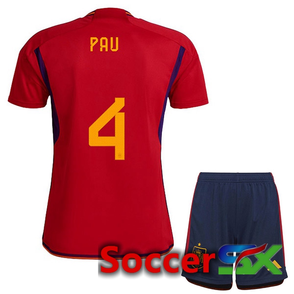 Spain (PAU 4) Kids Home Jersey Red 2023/2023