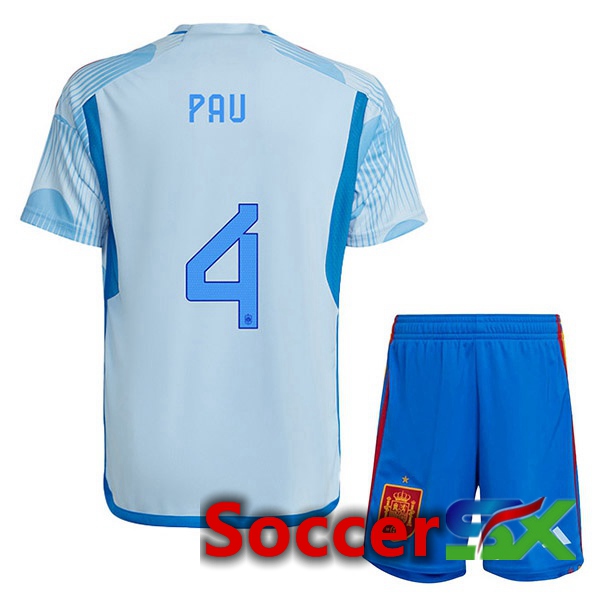 Spain (PAU 4) Kids Away Jersey Blue White 2023/2023