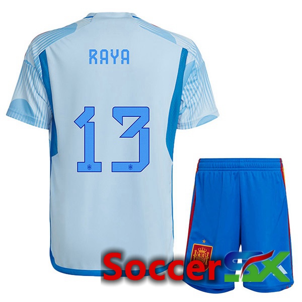 Spain (RAYA 13) Kids Away Jersey Blue White 2023/2023