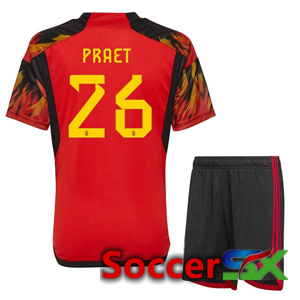 Belgium (PRAET 26) Kids Home Jersey Red 2023/2023