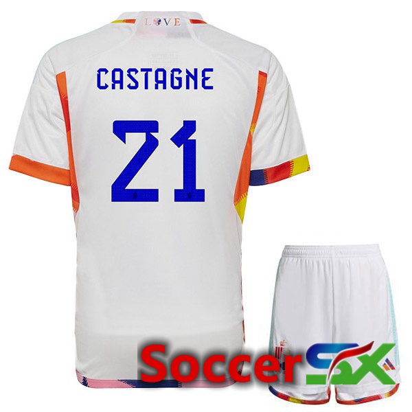 Belgium (CASTAGNE 21) Kids Away Jersey White 2023/2023